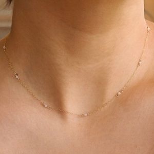 Moonstone Necklace beaded choker 14k gold filled